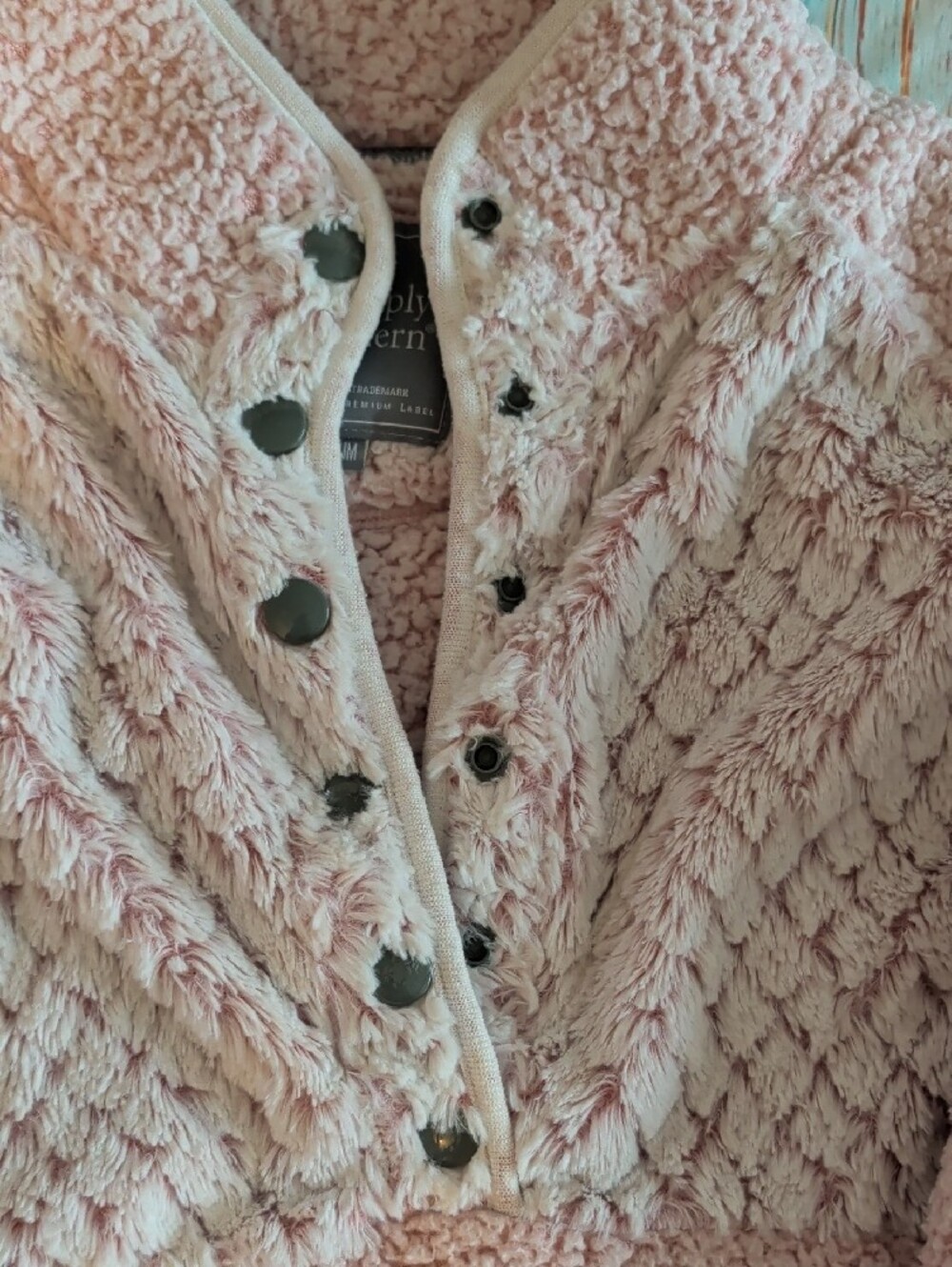 Simply Southern Light Pink Sherpa Pullover with Snap Buttons - Picture 2 of 6